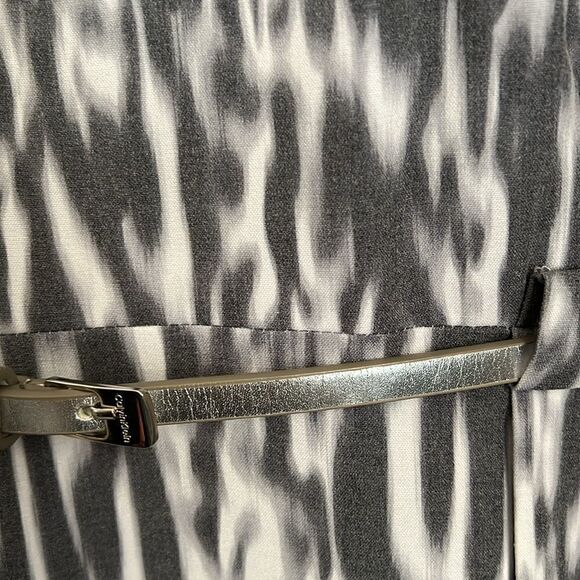 Calvin Klein Grey/White Cap Sleeve Empire Waist Shift Dress Size 12 NWT - Picture 6 of 16